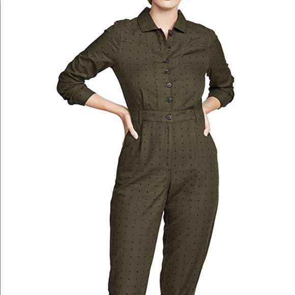 Madewell Seamed Coverall Jumpsuit in Grid Dot NWT - Picture 2 of 6